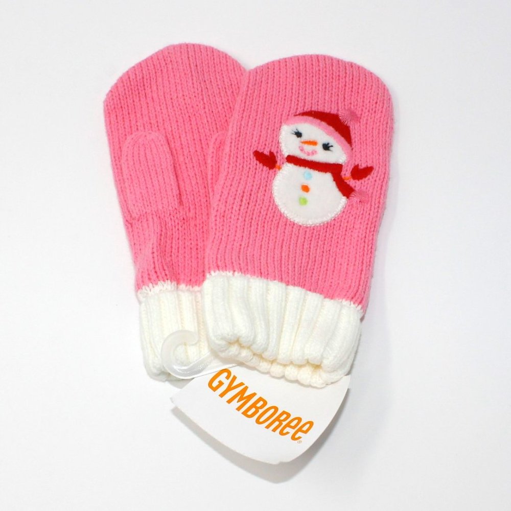 NWT Gymboree 2T-3T mittens Cozy Cutie pink snowman